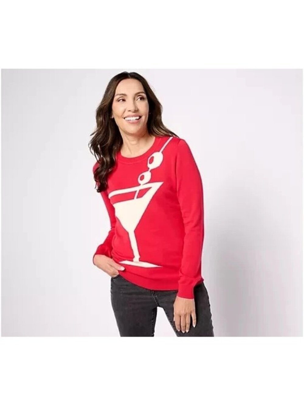 Studio Park x Alberti Popaj Icon Sweater Size Large Martini Red White Knitwear